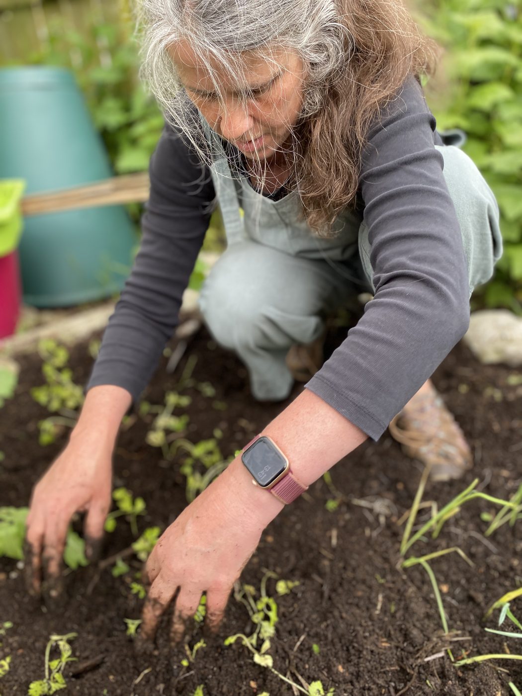 Victoria tending the garden